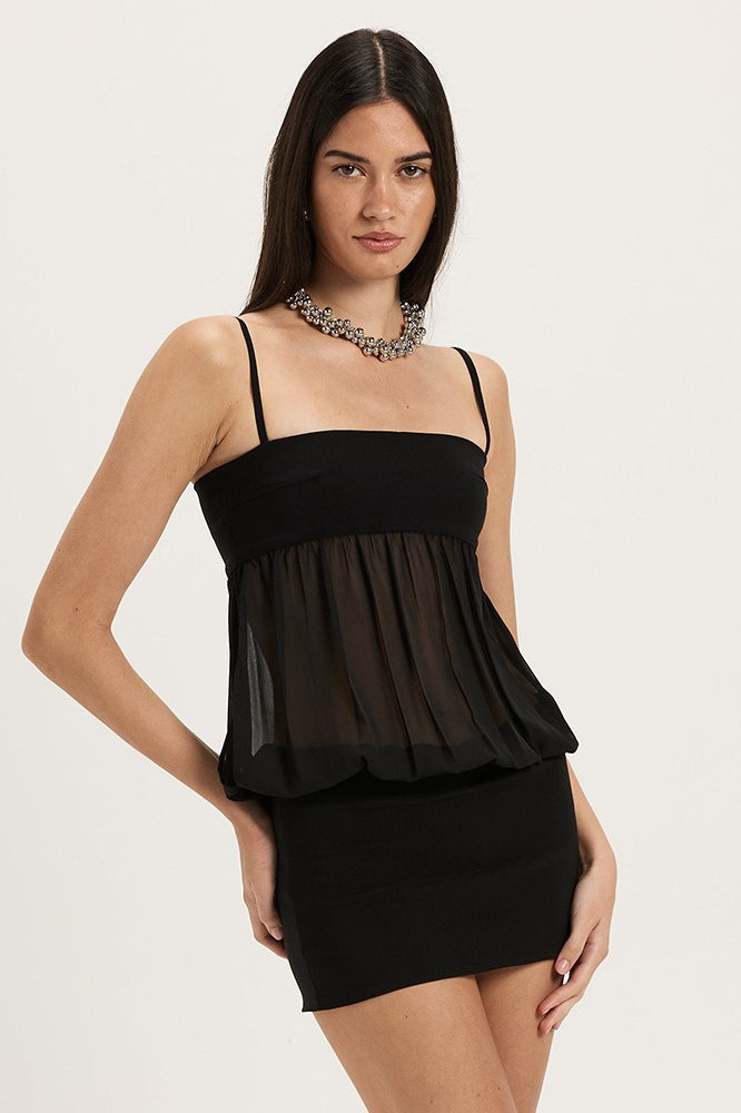 Sheer Chiffon Strapless Mini Dress