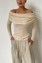Boat Neck Wool Knit Bodycon Sweater