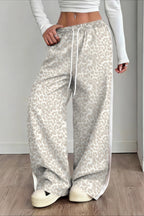 Leopard Print Spliced Casual Pants
