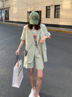 Green Collarless Blazer