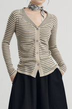 French Stripe Knit Cardigan