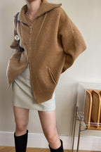 Double Zipper Shawl Collar Sweater