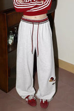 Print Loose Straight Leg Sweat Pants