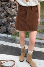 Corduroy High Waist A-Line Skirt