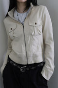 Utility Stand Collar Cropped Jacket
