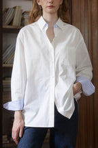 Woven Color Block Stripe Blouse
