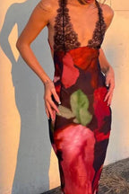 Lace Spaghetti Strap Holiday Maxi Dress