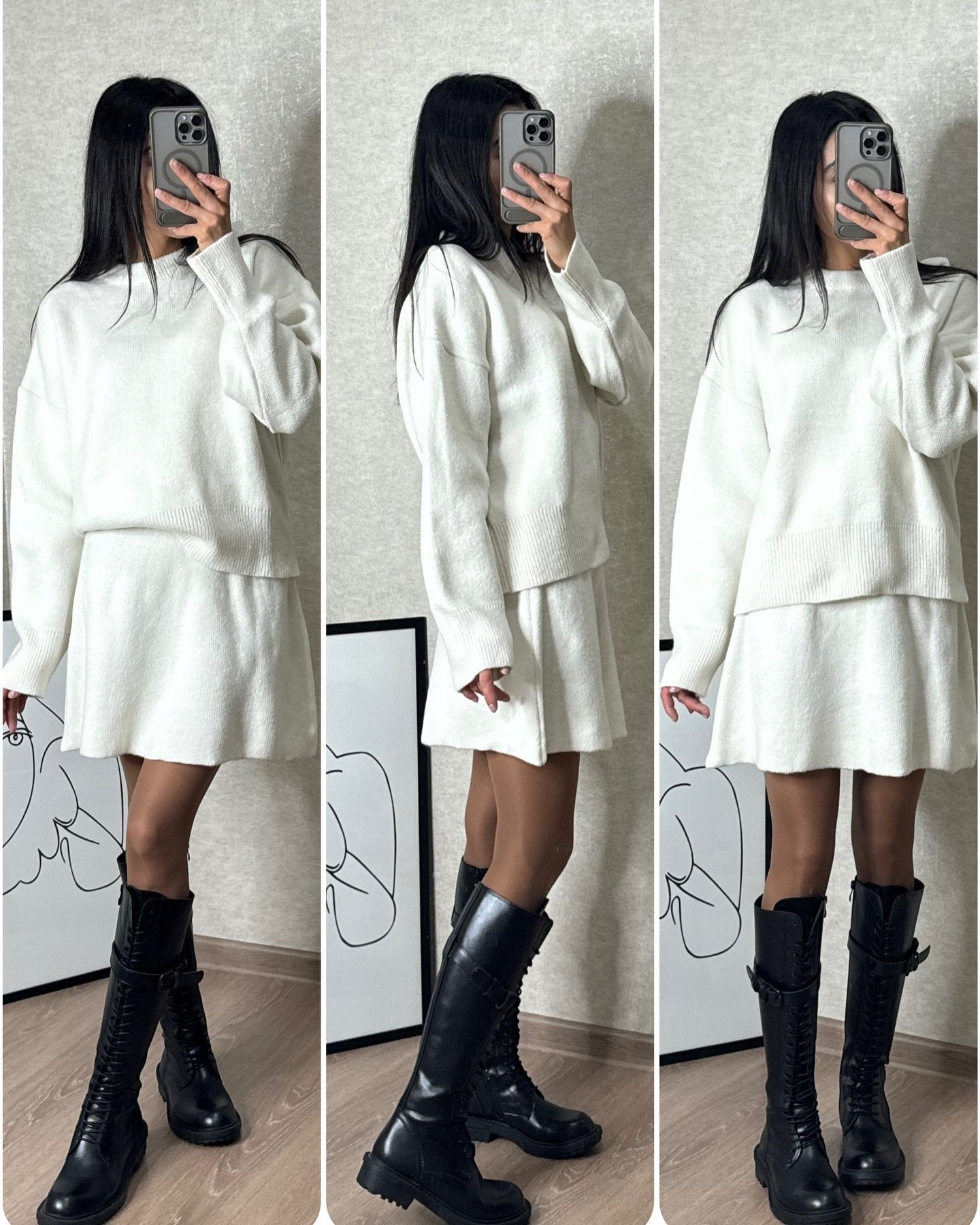 Knitted skirt suit