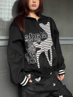Vintage Deer Patchwork Hoodie