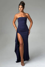 Off-Shoulder Strapless Backless High Slit Sexy Party Dress