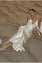 White Satin Backless Chic Party Dress