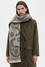 Thick Paisley Jacquard Short Fringe Scarf