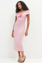 Solid Color Off-the-shoulder Knit Cocktail Dress