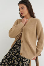 Relaxed Fit Solid Color Cardigan