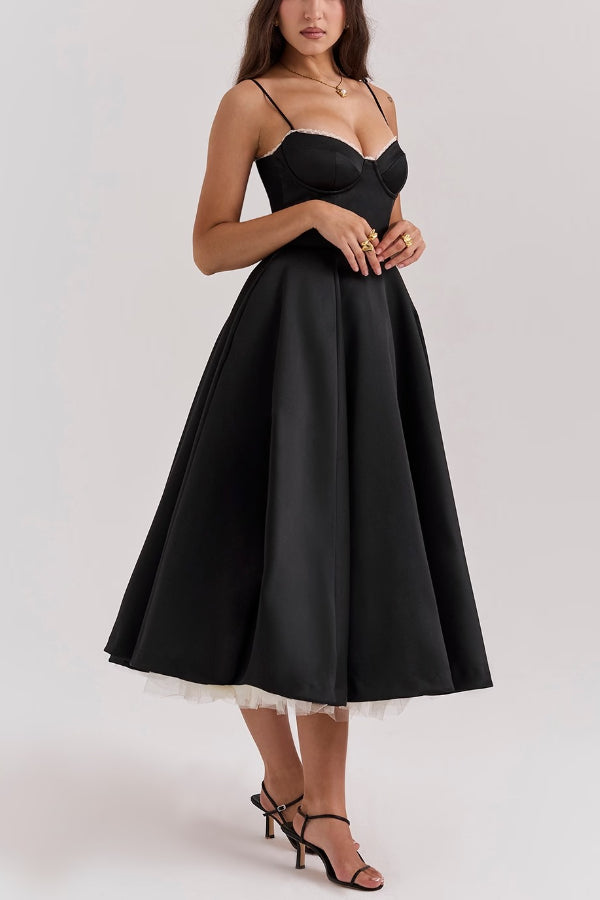 Lorraine Premium Strapless V Neck Sleeveless Tutu Maxi Dress Designer Edit