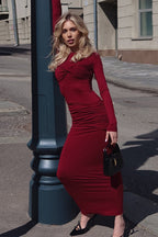 Elegant Ruched Maxi Work Dress