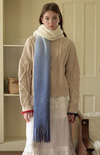 40% Wool Blend Contrast Color Tie-Dye Gradient Scarf