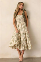 Spaghetti Strap Floral Maxi Boho Dress