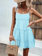 Gemma Aesthetic Swiss Dot Shirt Dress with Ruffles Elevated Occasion Wear