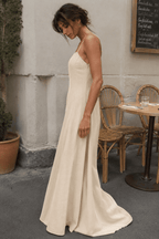 Cotton Panel High Waist Maxi Slip Dress