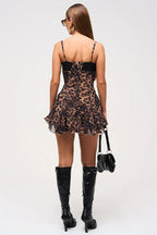 Leopard Print Patchwork Cami Lace Dress