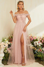 French Off Shoulder Prom Dress