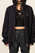 Floral Cross Print Zip Hoodie