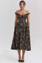 Off Shoulder Backless Wrap Floral Dress