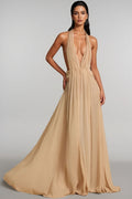 Zandok Sleeveless Backless Slit Maxi Dress