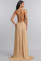 Zandok Sleeveless Backless Slit Maxi Dress