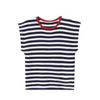 French Layered Striped Small Fly Sleeve Crew Neck Knitted Sweater T-Shirt