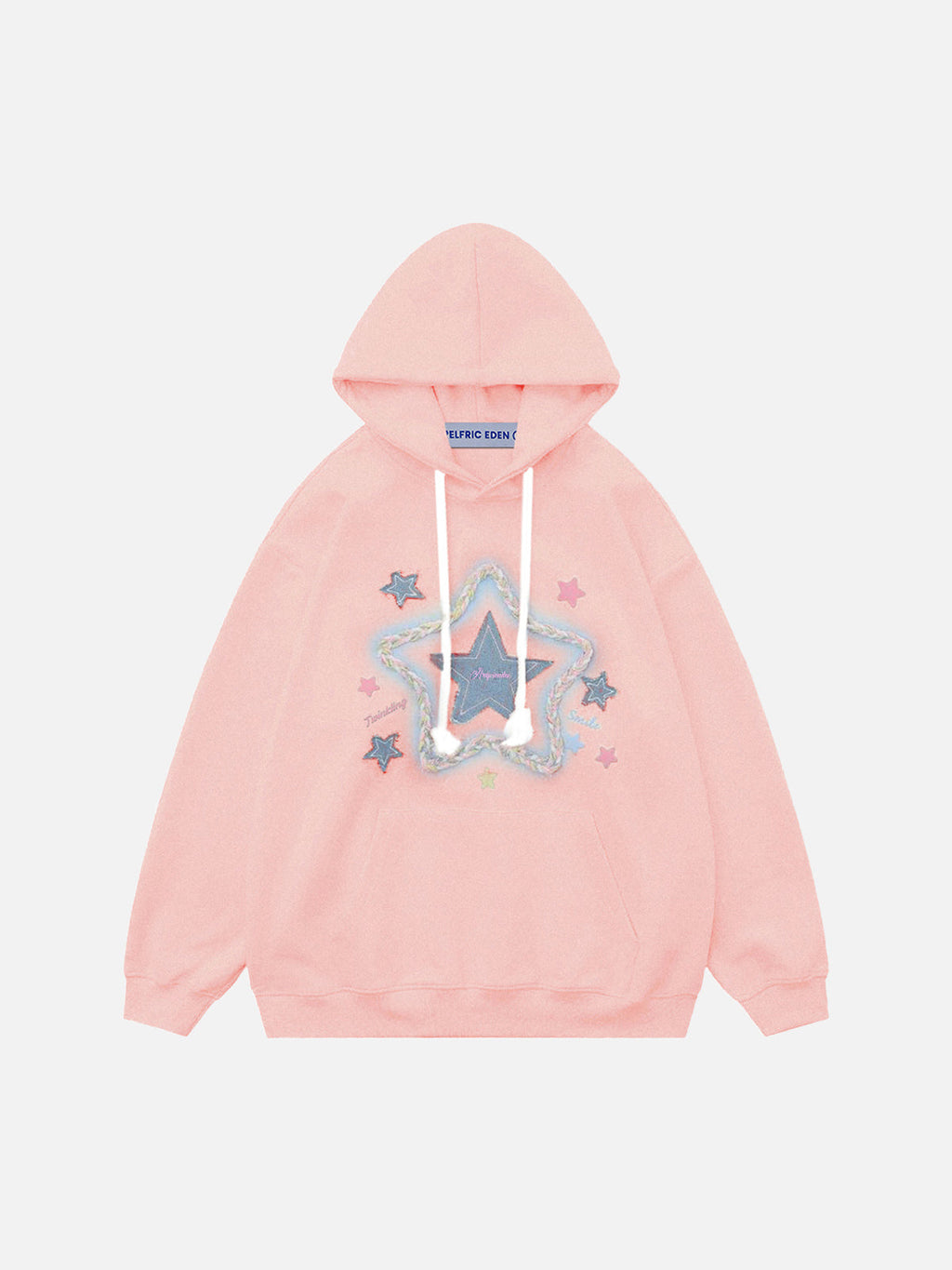 Denim Star Applique Embroidery Hoodie