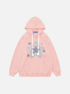 Denim Star Applique Embroidery Hoodie