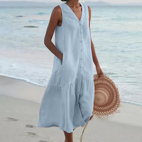 Kaitlyn Minimalist Women's Linen Dress Everyday Luxe Edit