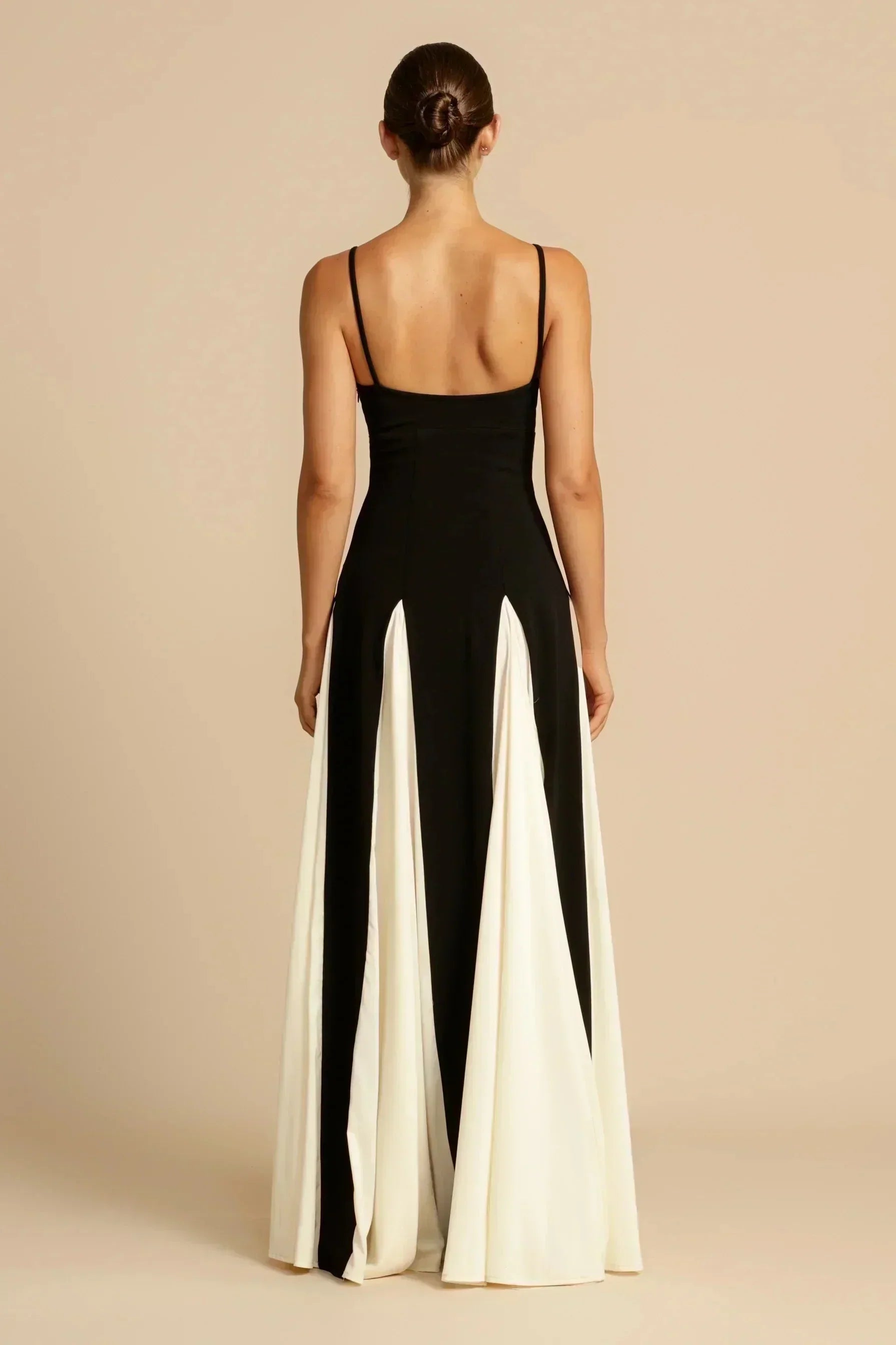 Delia Statement Dress Two Tone Black & White Maxi Boutique Collection