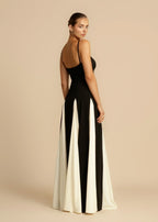 Celia Elegant Contrast Ruffles Maxi Dress