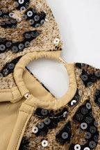 Leopard Sequin Strapless Mini Dress