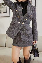 Black Lapel Collar Houndstooth Blazer
