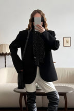 Solid Fitted Single-Breasted Regular Shoulder Blazer