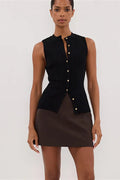 Sleeveless Cropped Knit Cardigan