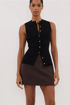 Sleeveless Cropped Knit Cardigan