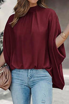 Dolman Sleeve Stand Collar Loose Casual Shirt