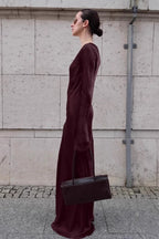 Mermaid U-Neck Satin Solid Color Elegant Maxi Dress