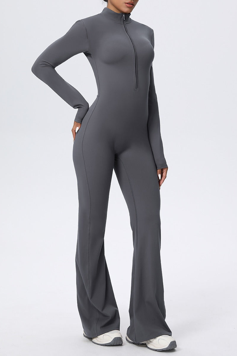 Zipper Cloud Soft Slim Long Sleeve Yoga Jumpsuit