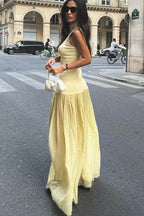 Polka Dot Patchwork Maxi Dress