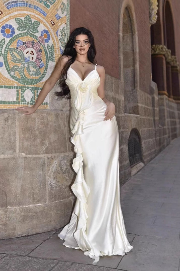 Elegant Slip Backless Maxi Birthday Dress