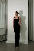 Sexy Rhinestone Cami Bodycon Backless Long Formal Dress