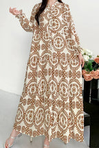 Printed lantern sleeves loose dress