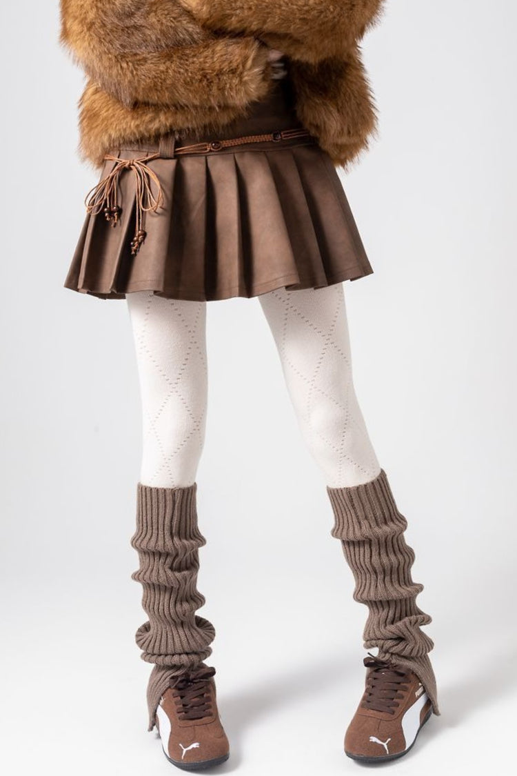 Vertical Stripe Chunky Slouch Split Hem Leg Warmers