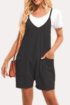 Zip pocket suspenders jumpsuit